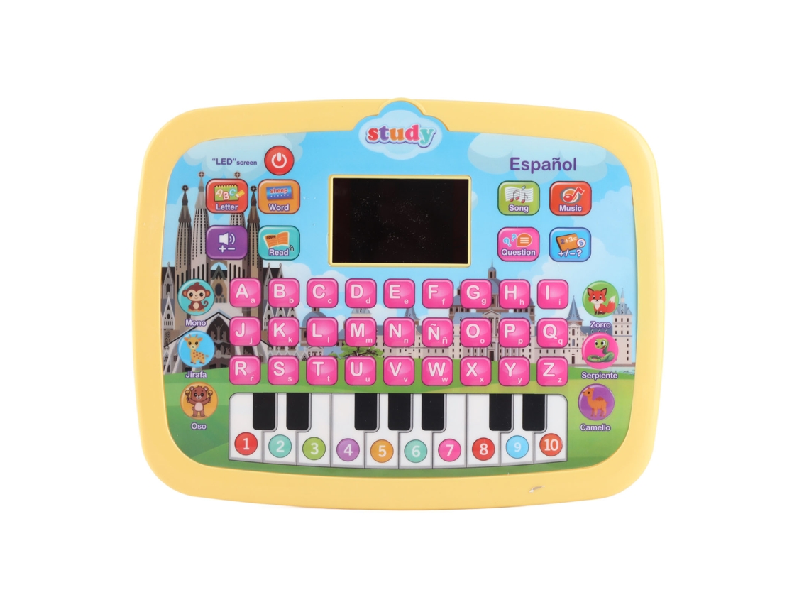 Primerox tablet de Aprendizado em Espanhol para Crianças Led com Múltiplos Modos de Aprendizado Amarelo