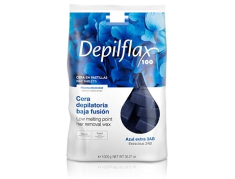 Cera Depilatória Baixa Fusão Azul 3AB 1000 gr DEPILFLAX