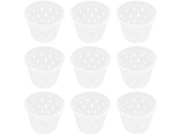 Juego de 9 macetas transparentes para orquídeas y plantas pequeñas de interior con sistema de drenaje