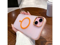 Capa Para Iphone 13 Compatível Com Magsafe Tpupc Translúcida Fosca - Laranja