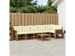 Vidaxl Conjunto De Sofás Para Exterior 7 Pcs Natural E Creme