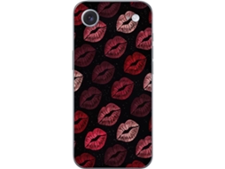 Capa Para Celular Compatível Com Apple Iphone Air. Estampa Repetida De Lábios Vermelhos Sobre Fundo Escuro, Um Motivo Elegante E Decorativo.