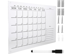 Quadro de parede com calendário semanal apagável em acrílico, planejador leve para escritório ou casa.