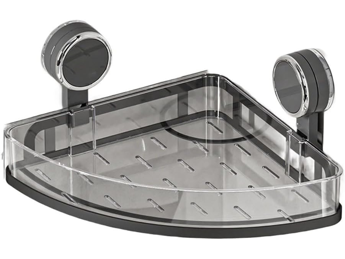 Prateleira De Canto Para Banheiro Com Ventosa, Sem Necessidade De Furar, Design Transparente Que Economiza Espaço Em