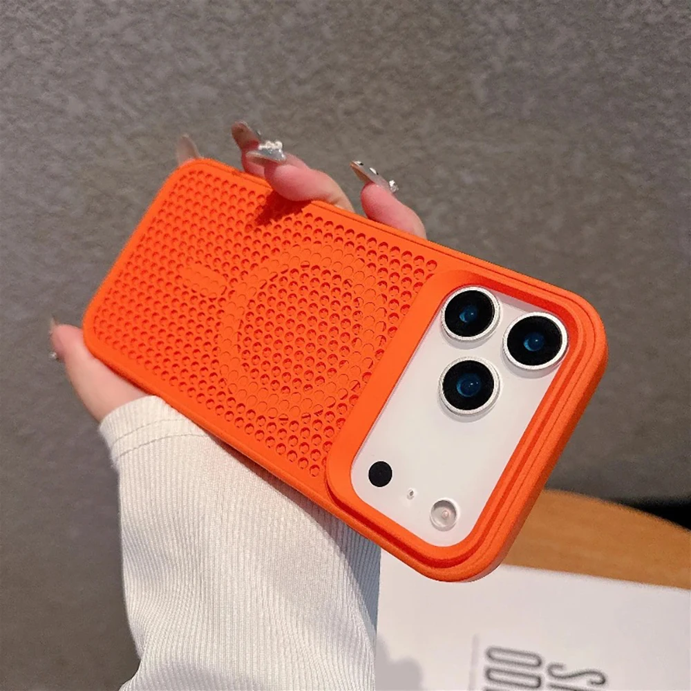 Capa De Resfriamento Celular Para Iphone (laranja, Iphone 16), Capa Protetora Magnética Magsafe.
