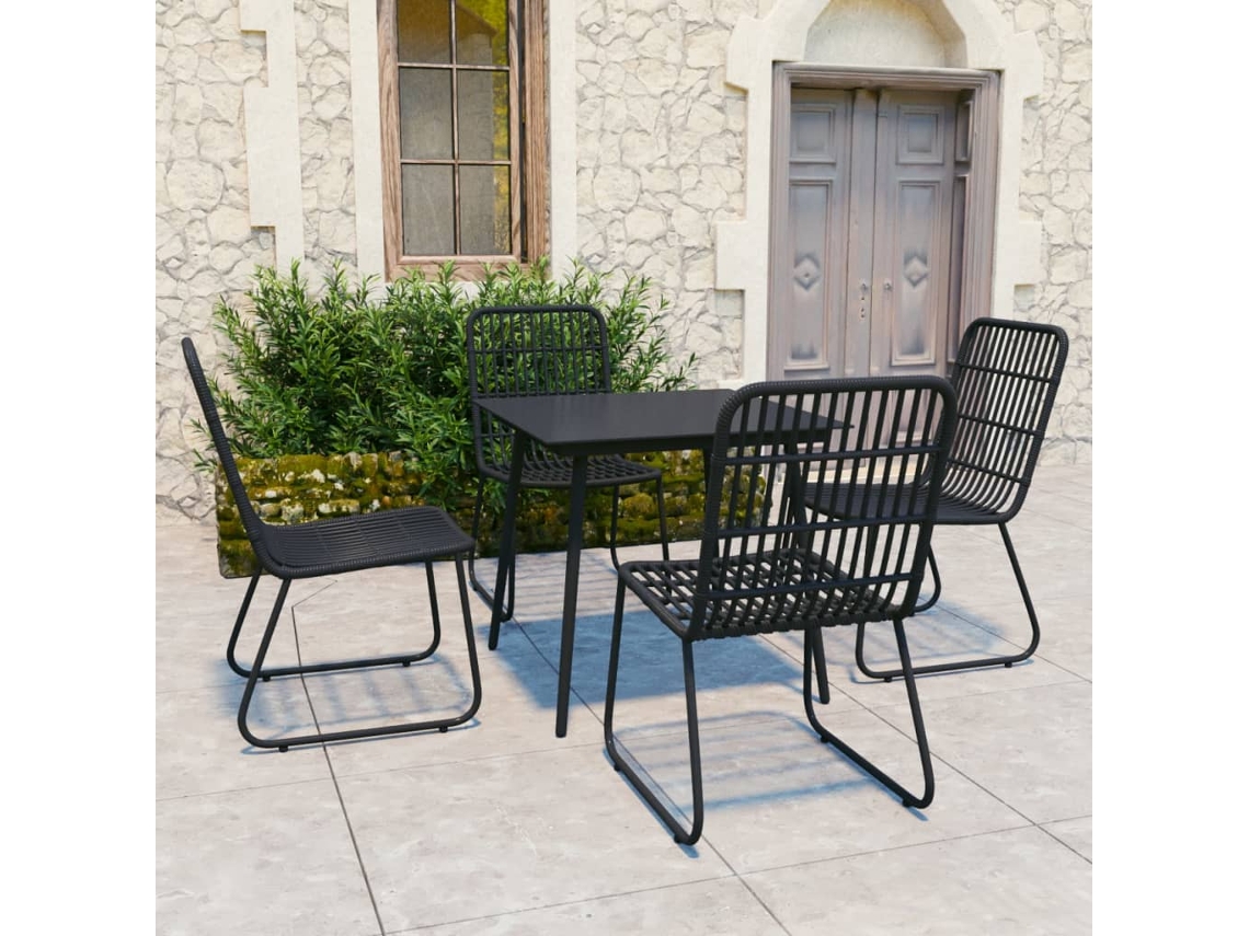 Vidaxl 5 Pcs Conjunto De Jantar Para Exterior Vime Pe E Vidro