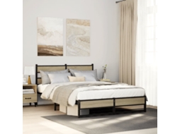 Vidaxl Estrutura De Cama Sem Colchão 160x200cm Metal Carvalho Sonoma