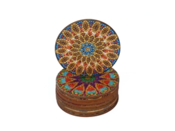 Eyf kit 8 Copos de Mesa Diy Pintura de Diamantes Natal Anti derrapante Cerâmica com Suporte