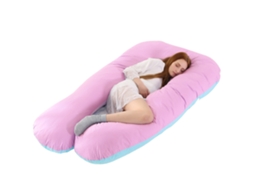 Almofada para Grávidas, Almofada de Amamentação em Formato de U, Alívio Dor no Corpo Durante a Gravidez SPQMENT (130x70cm azul e Rosa)