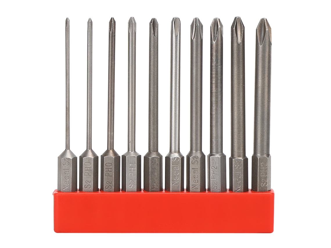 Conjunto de 10 pontas de parafuso de 1/4 polegada com haste hexagonal magnética aço liga s2 antiderrapante S/MARCA