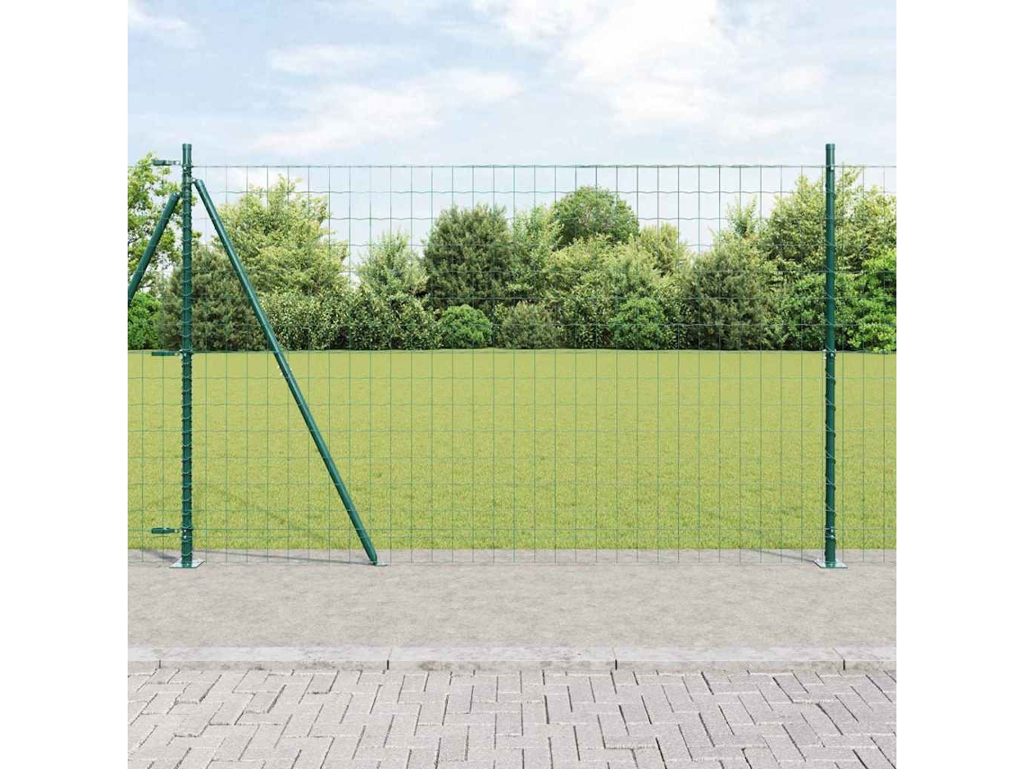 Vidaxl Cerca Europeia Com Base De Concreto 10 X 1,4 M Verde Malha