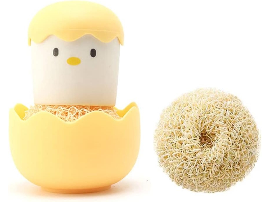Escova De Limpeza Em Formato Galinha Com Casca Ovo, Esponja De Limpeza Cozinha Com Desenho Animado Fofo