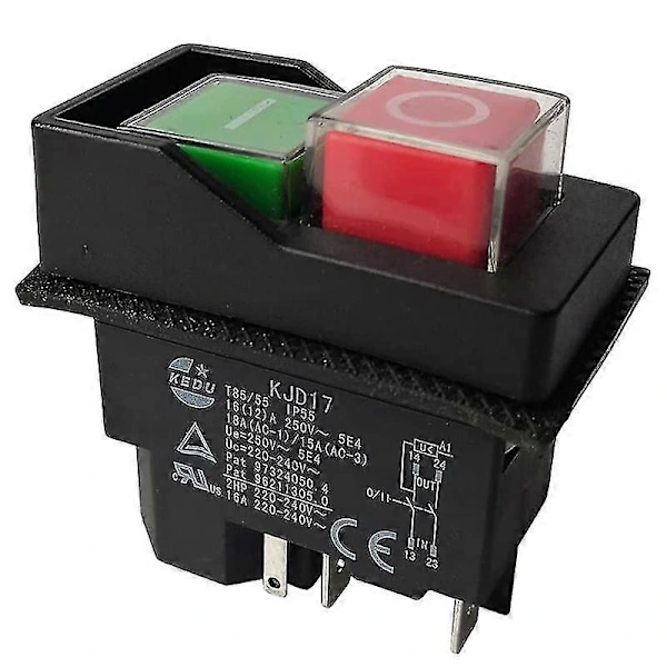 Interruptor Eletromagnético De Botão Para Jardim Kjd17 220v Com Terminais 5 Pinos
