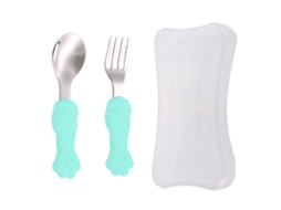 Conjunto de Garfo e Colher para Bebê Utensílios de Treinamento em Silicone NEVEANCE