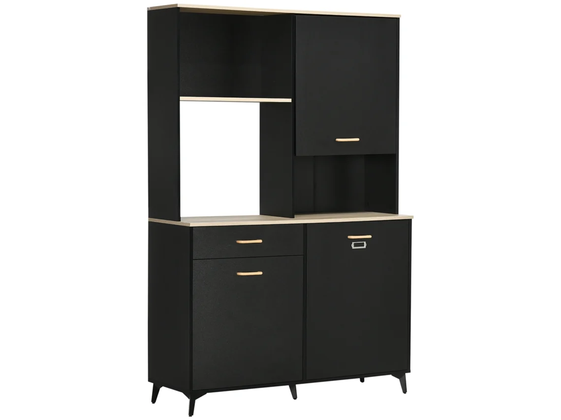 Armário de Cozinha Melamina de Madeira e Mdf Cor Preto 119x41x180 cm Homcom