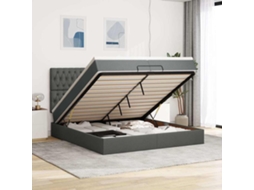 Vidaxl Estrutura De Cama Otomana Com Colchões Tecido Cinzento Escuro