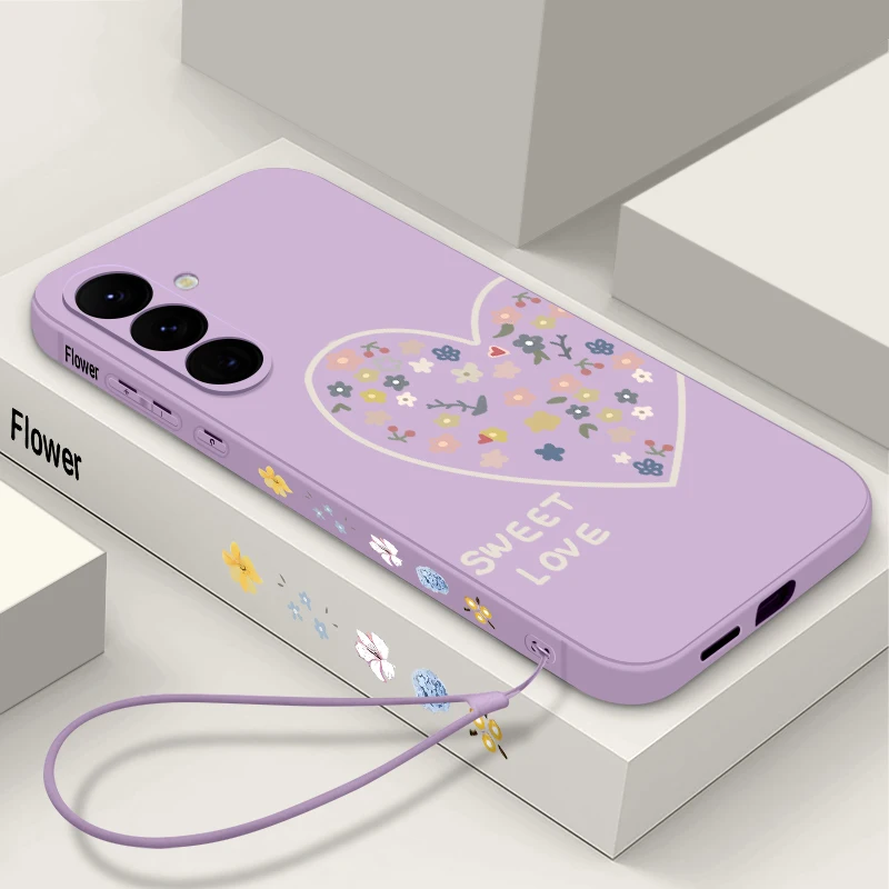 Capa Para Celular Galaxy S22 Ultra 5g Com Estampa De Corações (cordão Roxo)