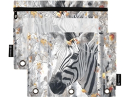 Pasta Com Design 3d De Zebra E Folha Bordo, Capa Transparente Com Janela Grande, Resistente, 3 Argolas, Ideal
