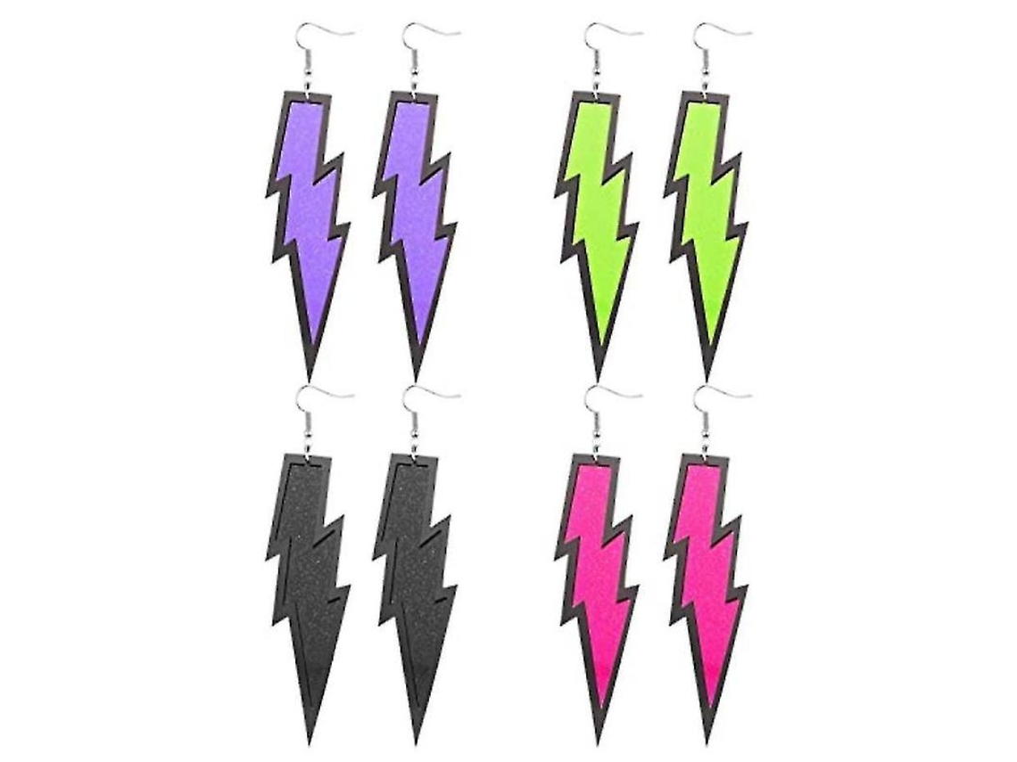 2026 pendientes Retrô Anos 80 para Mulher, 4 Pares de Pendientes Neon, Acessórios para Festa e Uso Diário