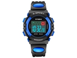 Relógio esportivo eletrônico para estudantes e crianças, pulseira moderna e simples, preto e azul.