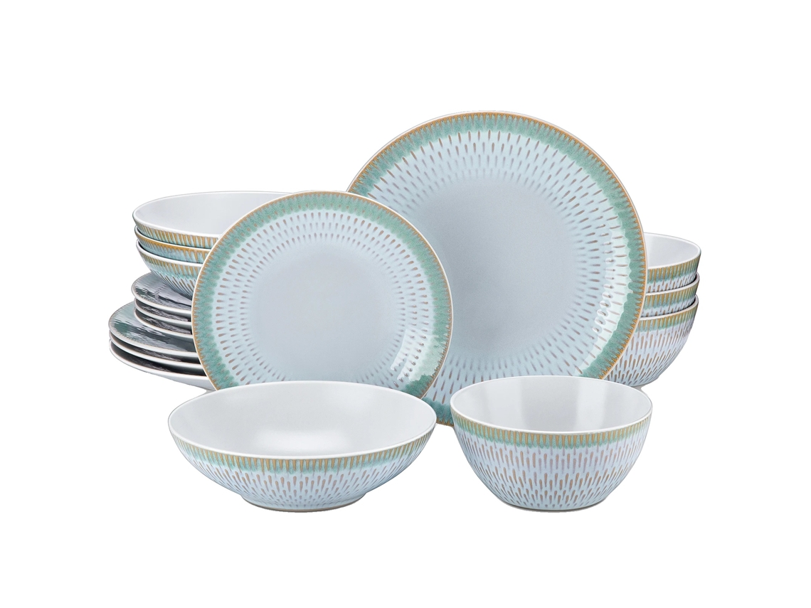 Conjunto De Louça Vancasso Pluvo, Design De Cerâmica Relevo, Ecológico, 32 Peças,16 Pcs Oem