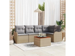 Vidaxl Conjunto De Sofá De Jardim 6 Pcs Bege E Cinza Claro Vime Pe