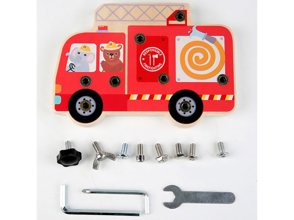Mali brinquedo Educativo Placa Ocupada Caminhão de Bombeiros com Conjunto de Parafusos para Crianças