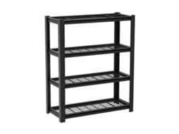 Estante metálica Boudech Mesh 150, 150 x 100 x 50 cm, com 4 prateleiras de malha, capacidade de carga 1365 kg, preta