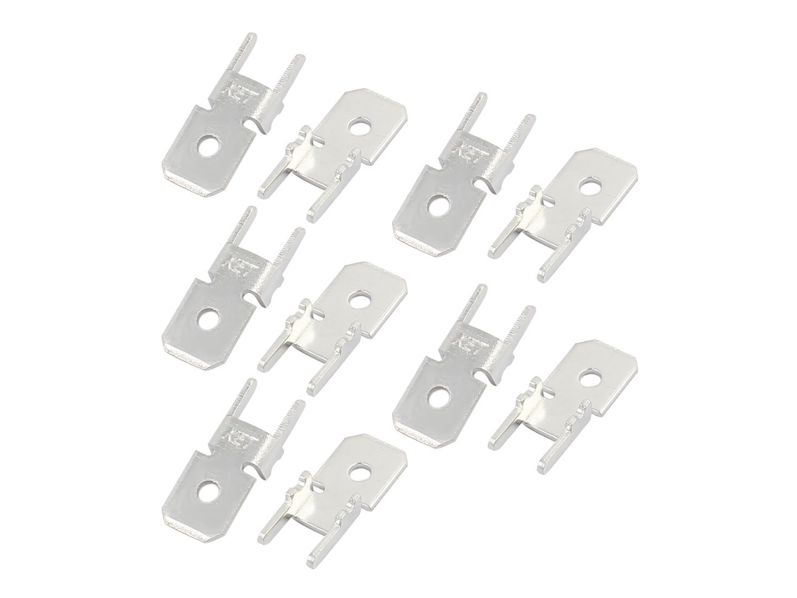 10 Peças Conector Macho Isolado de Crimpagem para Pcb 6,3 Mm Largura CHABERLU