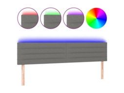 Cabeceira de cama SFUSHOS com luzes LED, em tecido, 160x5x78/88 cm, cinza escuro.