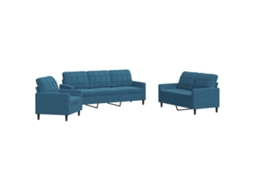 Sofa Set, Sofa Sets Vidaxl Azul Veludo (n/a)