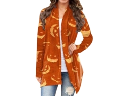 Camisa Com Abertura Frontal De Halloween, Manga Larga Solta Com Estampado, Jaqueta Festiva Tipo 6 L