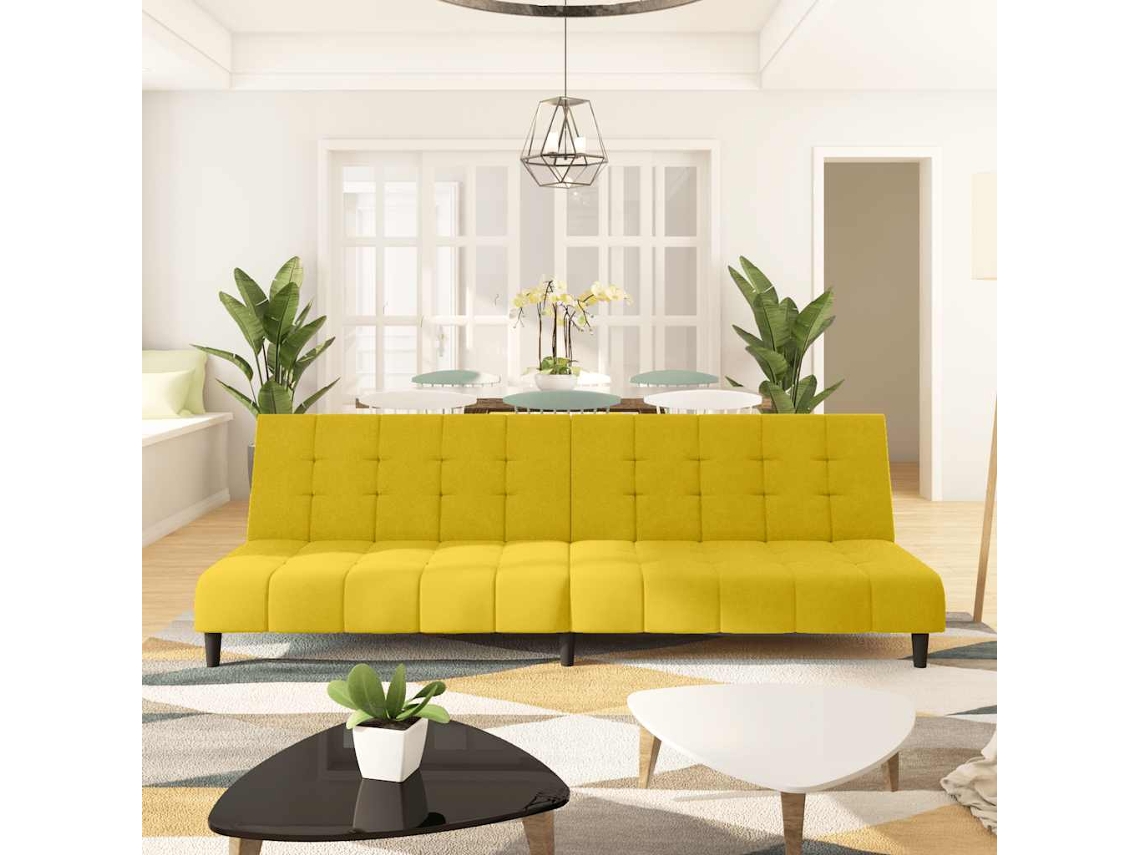 Vidaxl Sofá-cama De 2 Lugares Veludo Amarelo