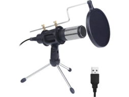 Microfone preto led RGB USB S/MARCA