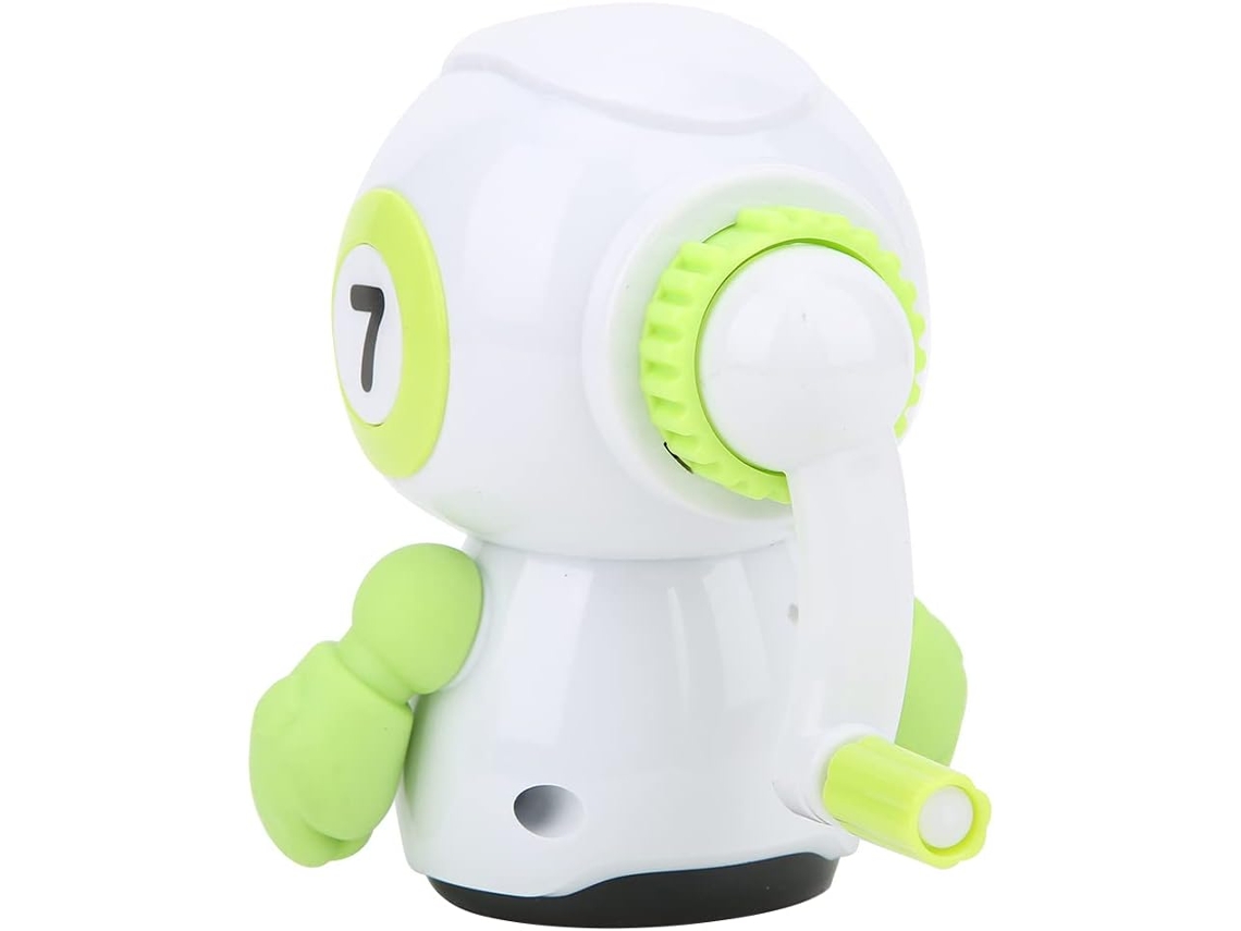 Apontador De Lápis Manual Em Formato Robô Verde, Feito Plástico Abs,