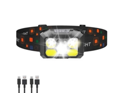 Farol Recarregável Led, 1200 Lúmens Com Luz Vermelha E Branca, 8 Modos, Sensor De Movimento, Carregamento Usb-c, Ipx4 À Prova D'água, Para C