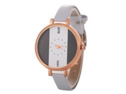 Relógio Feminino Coreano de Couro Branco Analógico de Quartzo Moderno Elegante