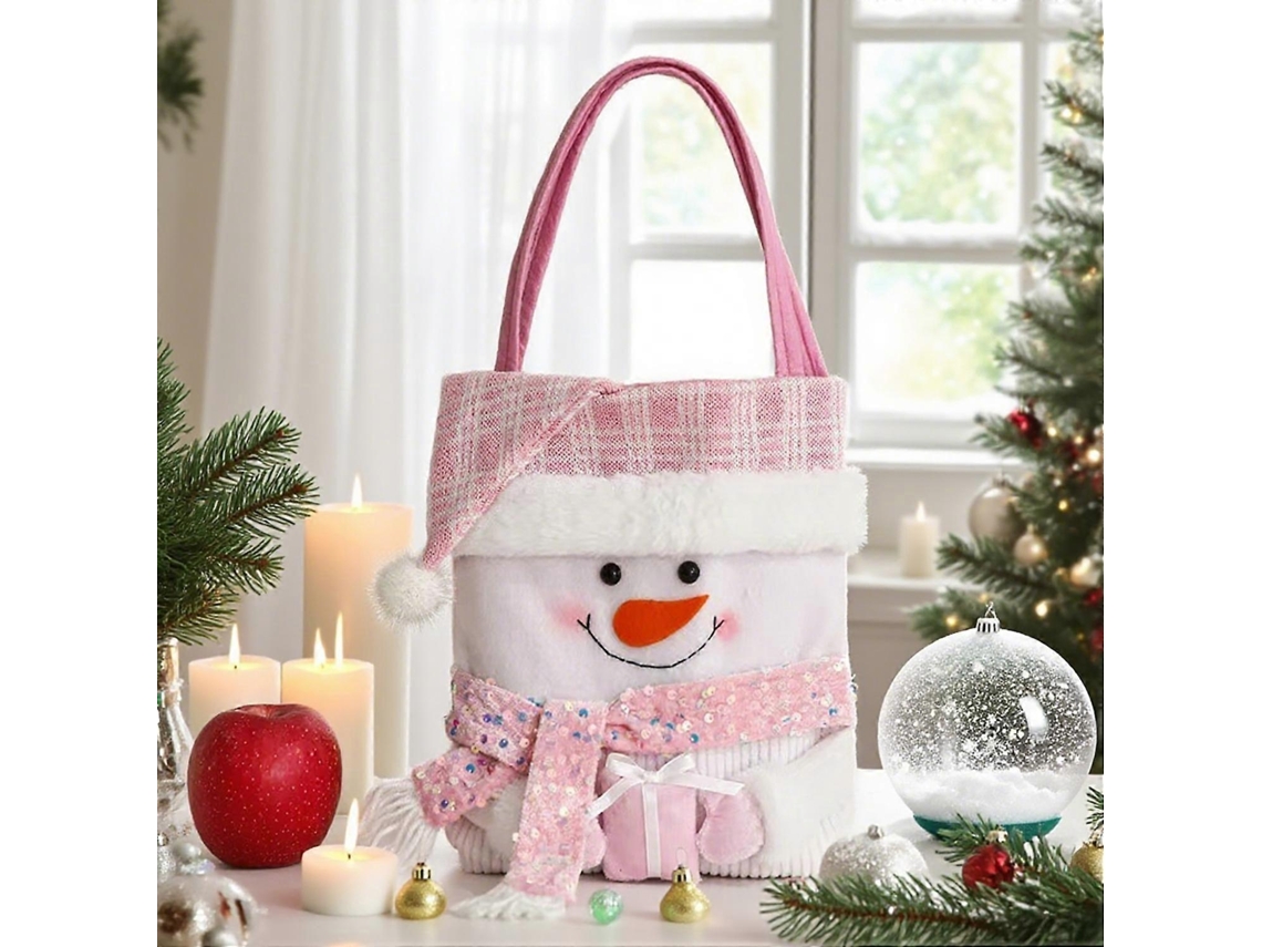 Bolsa De Pano Rosa Com Alça Para Presente, Guardar Maçãs E Doces De Natal, Decoração