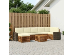 Vidaxl Conjunto De Sofás Para Exterior 8 Unid. Natural E Creme