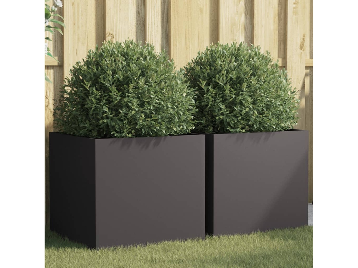 Vidaxl Vasos/floreiras 2 Pcs 49x47x46 Cm Aço Preto