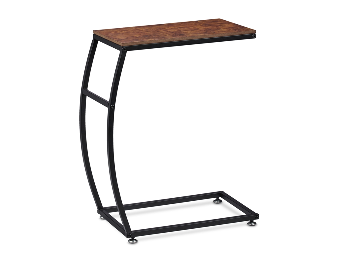 Mesa De Apoio Relaxdays Em Design Industrial, C-forma, Hbt 58,5 X 47,5 X 25 Cm, Mesa Para Sofá E Cama, Metal E Mdf.