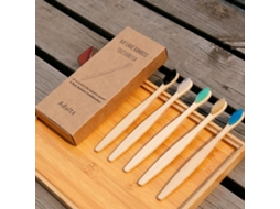 5pcs/set Escovas De Dentes De Bambu Natural Com Cerdas Macias Para Casa Hotel Viagem Uso Adultos