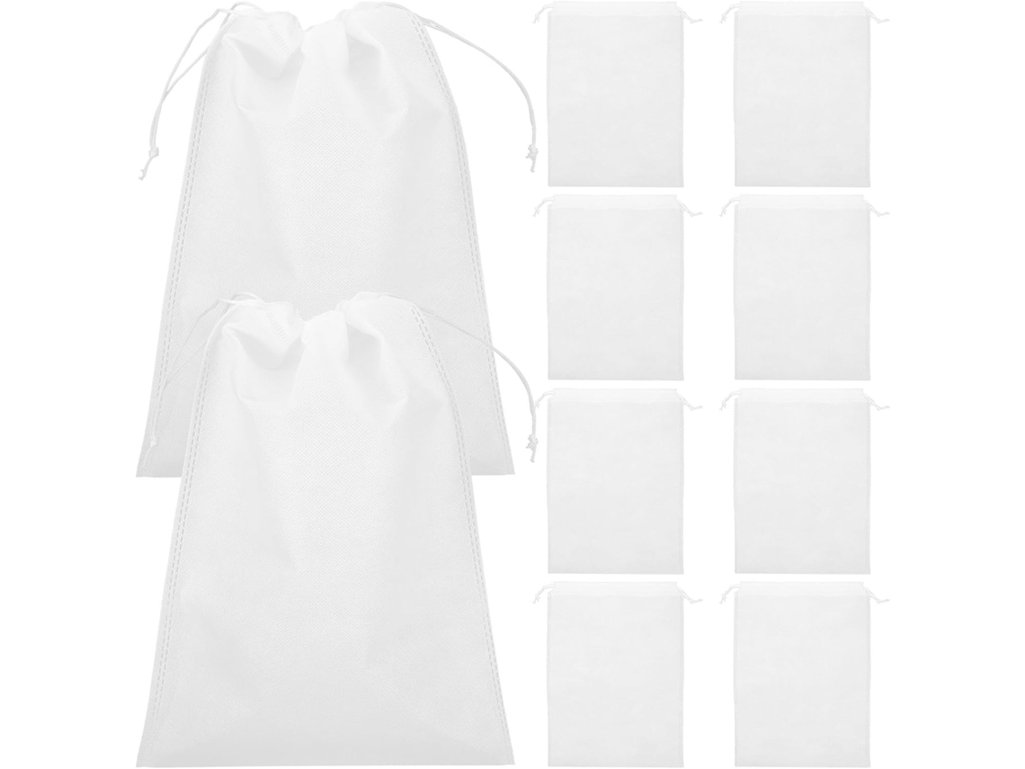 De 10 Sacos Grandes Para Guardar Sapatos, Em Tecido Não Tecido Branco, Com Cordão De Abertura