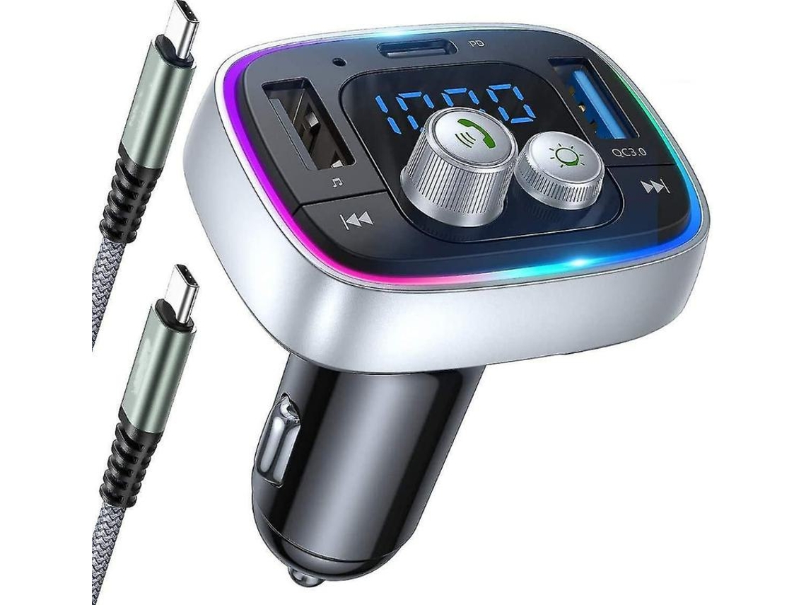 Transmissor Fm Bluetooth Yizhood C89s 7 Cores Led Qc3.0 Preto