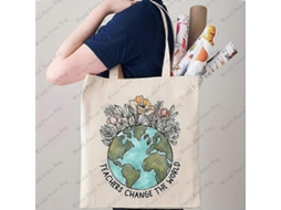 Bolsa De Compras ''professores Mudam O Mundo'', Bolsa De Ombro Casual De Lona, ​​reutilizável E Dobrável, Ideal Para Guardar Objetos. Presente Perf