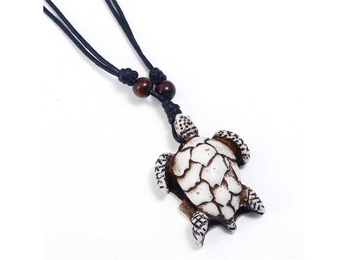 Colar Longo Com Pingente De Resina Tartaruga Masculino Moda Artesanal