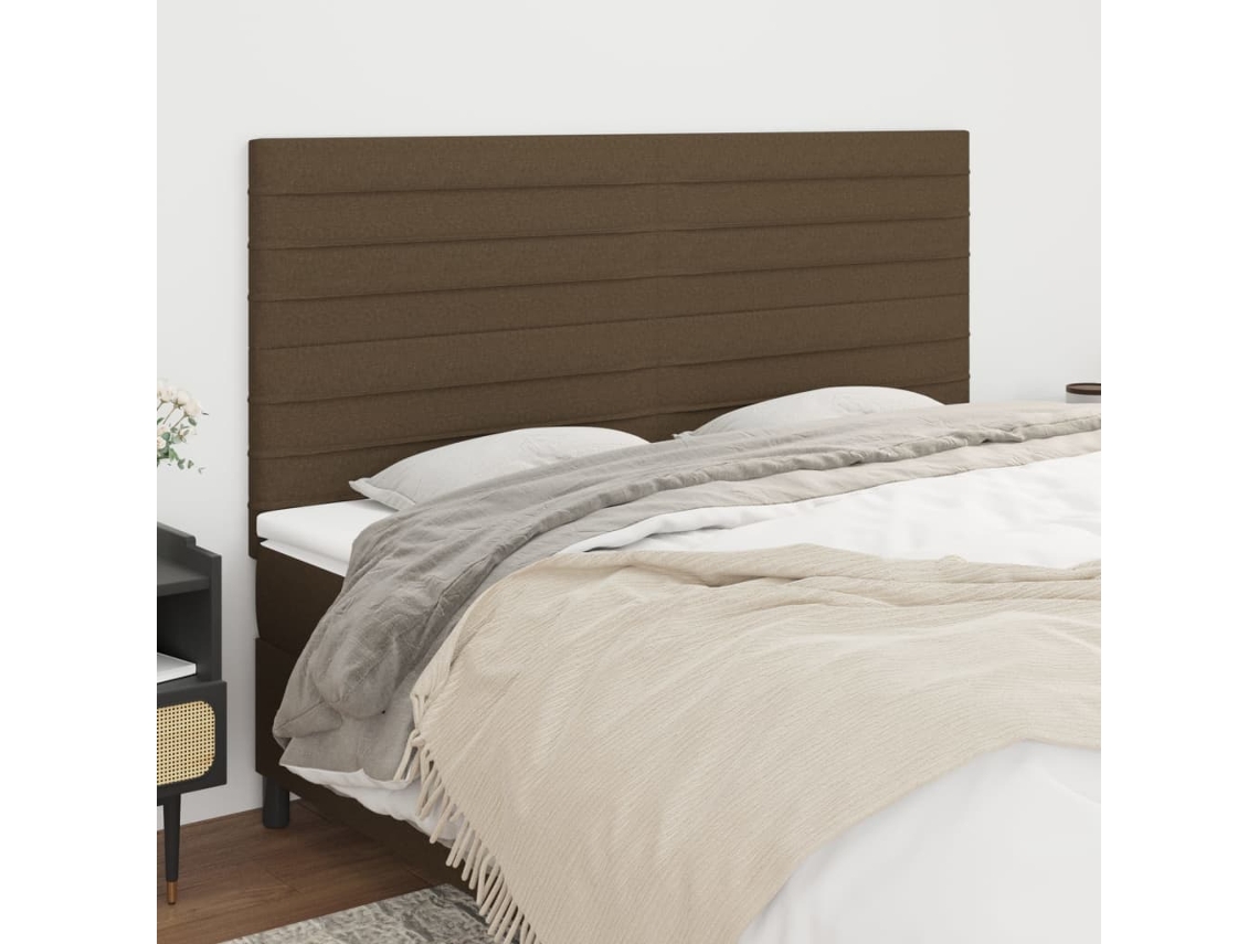 Cabeceira De Cama 4 Pcs Tecido 100x5x78/88 Cm Castanho Escuro Lovely Home