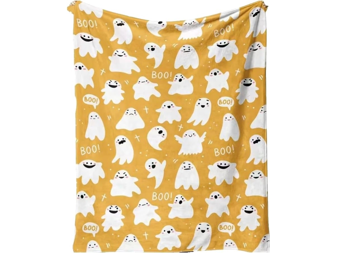 Manta Pequena Syjym Halloween em Flanela com Estampa Digital Confortável Macia e Quente de Dupla Face Ideal Pa