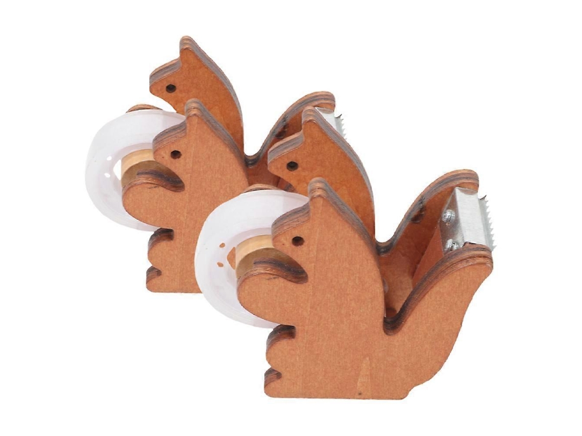 Dispensador de Fita Adesiva Decorativo em Formato Esquilo, Feito Madeira, para Mesa, Ideal Organização Escritórios e Espaços Tra GOKOCO