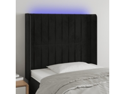 Vidaxl Cabeceira De Cama C/ Luzes Led Veludo 83x16x118/128 Cm Preto